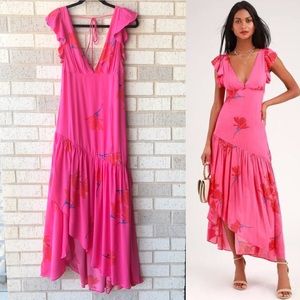 Free people She’s A Waterfall Pink Maxi Dress sz 0